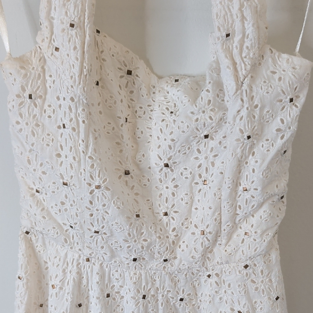 Diane von Furstenberg DVF Rive White Cotton Eyelet Halter Dress US 2 - Picture 4 of 12